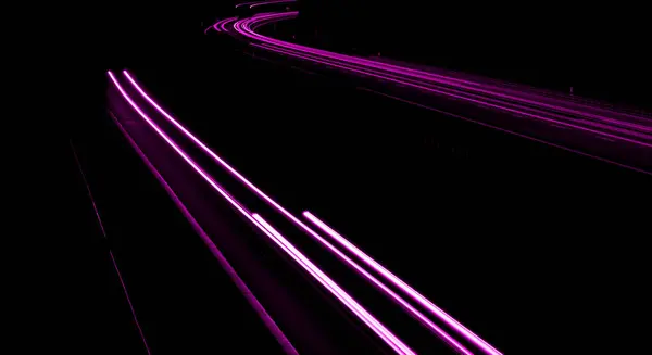 Violet Car Lights Night Long Exposure — Stock Photo, Image