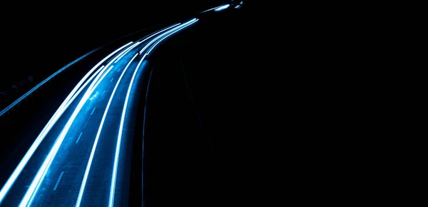 Blue Car Lights Night Long Exposure — Stock Photo, Image