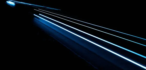 Luzes Azuis Carro Noite Exposição Prolongada — Fotografia de Stock