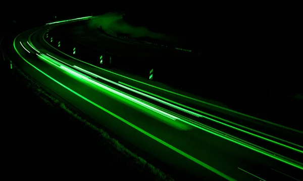 Lumini Verzi Timp Noapte Expunere Lungă — Fotografie, imagine de stoc