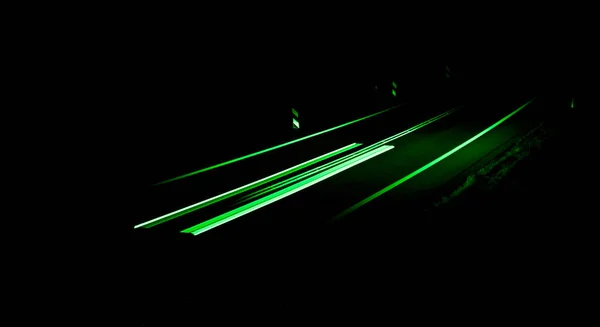 Semafori Verdi Notte Lunga Esposizione — Foto Stock