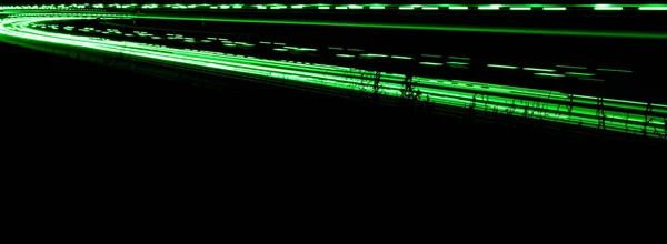 Semafori Verdi Notte Lunga Esposizione — Foto Stock