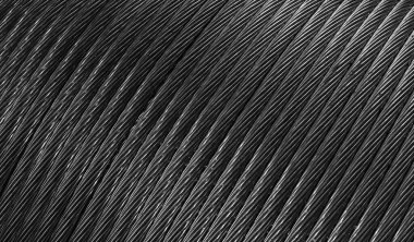 Görünür detaylara sahip siyah bakır kablolar. arkaplan veya doku