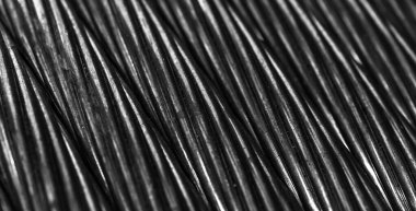 Görünür detaylara sahip siyah bakır kablolar. arkaplan veya doku