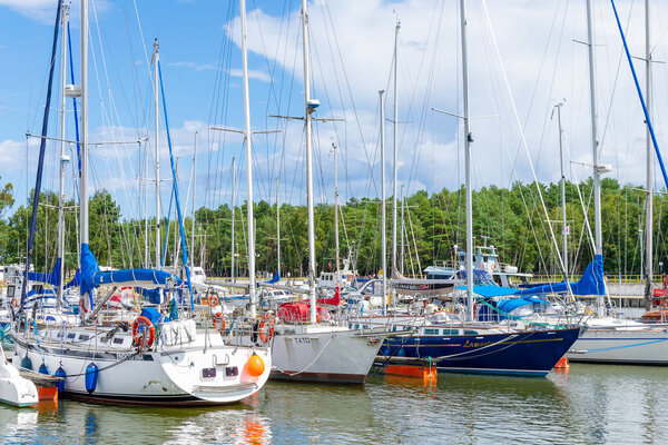Леба, Польша - 03.08. 2023 - Яхтенный порт в польском городе Леба