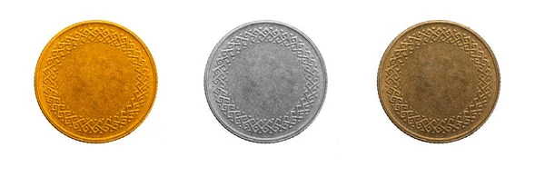 Старе Порожнє Срібло Золота Монета Прозорому Ізольованому Тлі Пінг — стокове фото