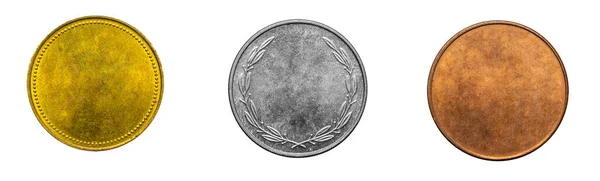 旧的空银币 透明的独立背景上的金币 Png — 图库照片