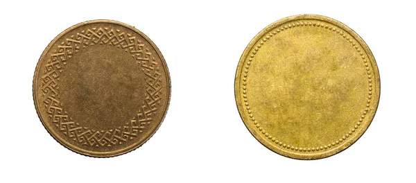Παλιό Άδειο Ασήμι Χρυσό Νόμισμα Ένα Διαφανές Απομονωμένο Φόντο — Φωτογραφία Αρχείου