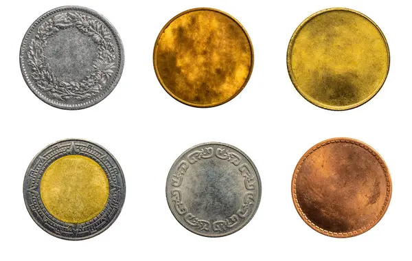 Stare Puste Srebro Złota Moneta Przezroczystym Odosobnionym Tle Png — Zdjęcie stockowe