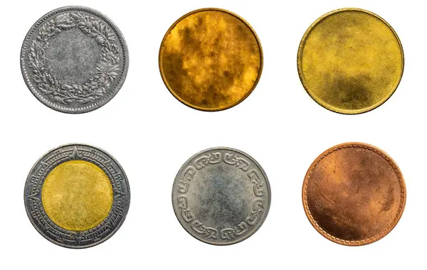 Plata Vacía Vieja Moneda Oro Sobre Fondo Aislado Transparente Png —  Fotos de Stock