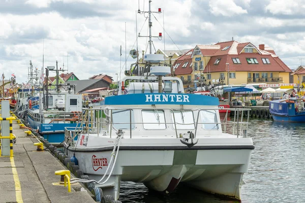 Leba, Polonya - 03.08. 2023 - Polonya 'nın Leba kentindeki balıkçılık limanı