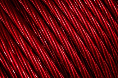 kırmızı alüminyum elektrik kablosu. Arkaplan veya doku