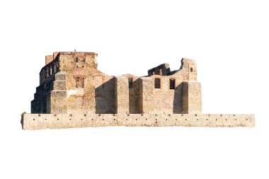 Beyaz izole arkaplanda kale kalıntıları