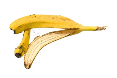 Beyaz izole arkaplanda muz kabuğu