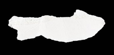 Siyah izole bir arkaplan üzerine beyaz bir kağıt parçası