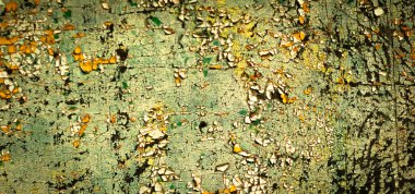 Renkli eski soyulmuş boyalarla boyanmış bir duvar.