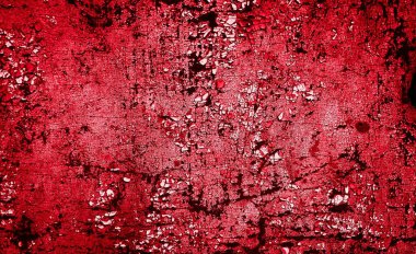 kırmızı duvar beyaz eski kabuk boyasıyla boyanmış.