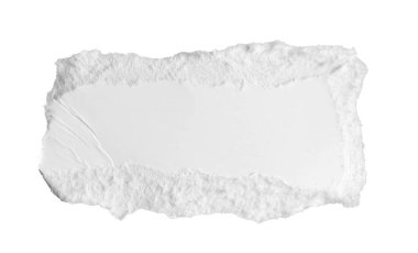 İzole edilmiş beyaz arkaplan üzerine beyaz bir kağıt parçası