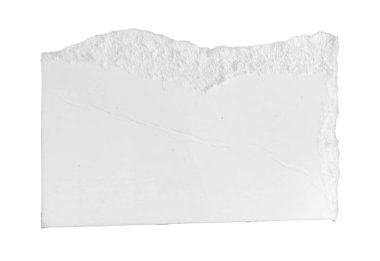 İzole edilmiş beyaz arkaplan üzerine beyaz bir kağıt parçası
