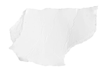 İzole edilmiş beyaz arkaplan üzerine beyaz bir kağıt parçası