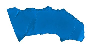 Beyaz izole zemin üzerinde mavi kağıt parçaları