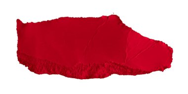 Beyaz izole zemin üzerinde kırmızı kağıt parçaları