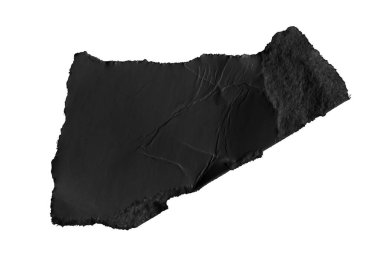 Beyaz izole arkaplan üzerine siyah kağıt parçaları