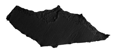 Beyaz izole arkaplan üzerine siyah kağıt parçaları