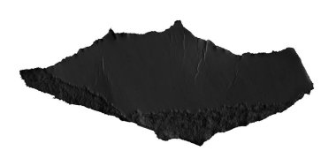 Beyaz izole arkaplan üzerine siyah kağıt parçaları