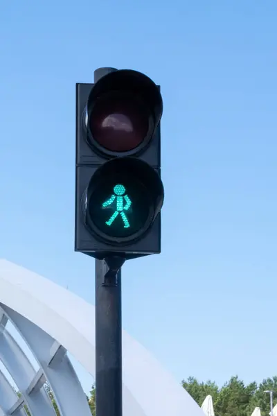 stock image traffic lights pedestrian crossing on the footbridge in Ustka