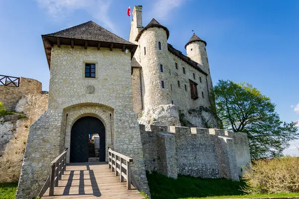 stock image rebuilt old castle in Bobolice