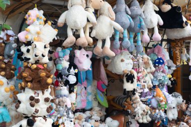 Zakopane, Polonya - 12.07.2024 - Zakopane 'de giysi ve hediyelik eşya tezgahı