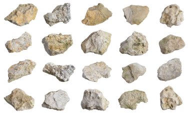 Beyaz izole arkaplanda kireçtaşı