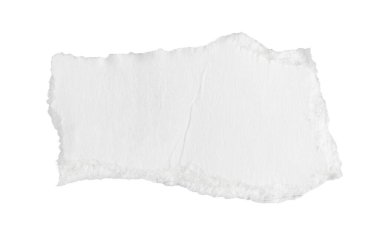 İzole edilmiş beyaz arkaplan üzerine beyaz bir kağıt parçası