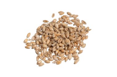 Beyaz arkaplanda izole buğday taneleri