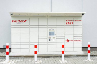 Jaroszowice, Poland - July 14, 2024 - Pocztex parcel locker in Jaroszowice clipart