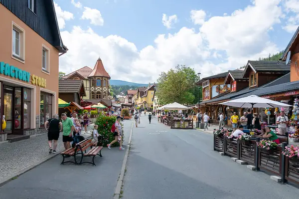 stock image Karpacz, Poland - August 10, 2024 - People walking along the streets of Karpacz