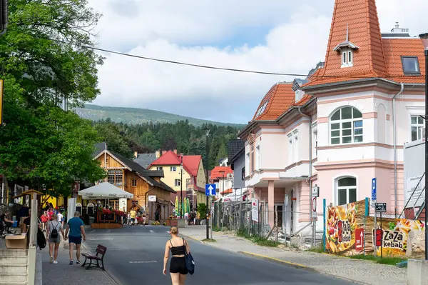 stock image Karpacz, Poland - August 10, 2024 - People walking along the streets of Karpacz