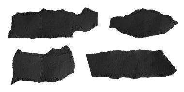 Beyaz izole bir arkaplan üzerinde siyah kağıt