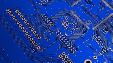 Mavi baskılı devre kartı. arkaplan veya doku