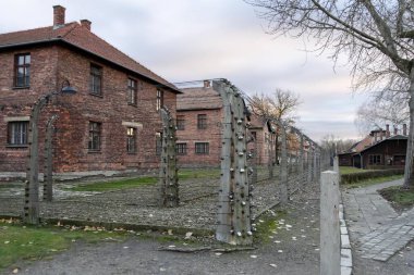 Oswiecim, Polonya - 28 Kasım 2024 - Alman Auschwitz imha kampına kayıtlı