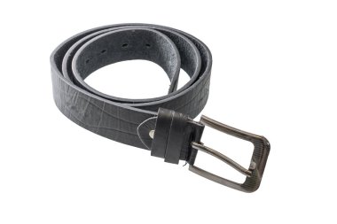 İzole edilmiş arka planda siyah deri pantolon kemeri.