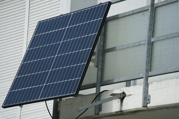 stock image Balcony power station on the railing of a modern apartment building