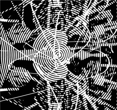 Siyah beyaz desenli, koyu lekeli, çizikli ve çizgili sıkıntılı bir arka plan. Soyut resimleme.