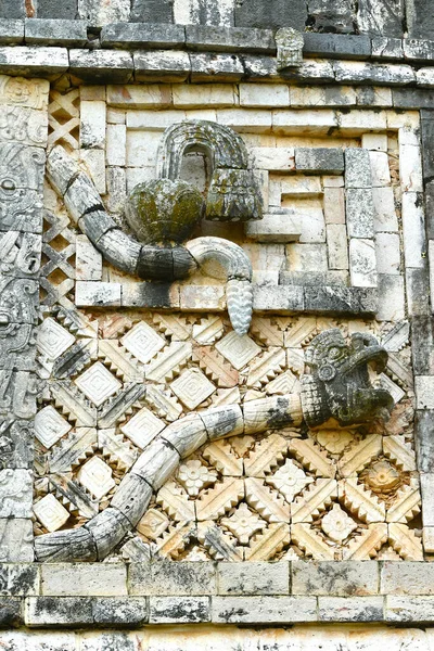 Uxmal Sitio Arqueológico Maya México Decoración Mural Escenas Animales Serpiente — Foto de Stock