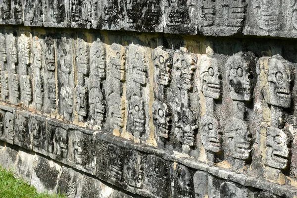 Close-up view of the walls in the Mayan ruins at Chichen Itza, Mexico