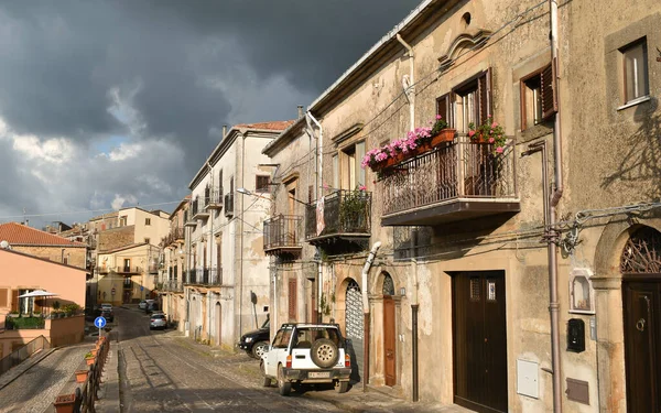 Rua Siciliana Tradicional Com Arquitetura Local Mistretta Itália Europa — Fotografia de Stock