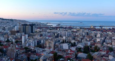 Başkent Cezayir, akşam üstü şehir ve deniz manzarası, Afrika..