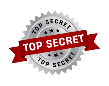 Gümüş rengi çok gizli mühür, çok gizli yuvarlak işaret kurdelesi.