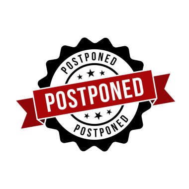 Postponed Stamp,Postponed Round Sign With Ribbon clipart